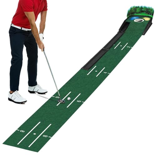 Sghtil Putting Green Indoor, Putting Green Matte | Tech Indoor Golf Putting Green,Luxuriöse Samtmatte für den Innen- und Außenbereich, Golf-Massivholz-Basismatte mit automatischer Ballrückgabe für zu von Sghtil