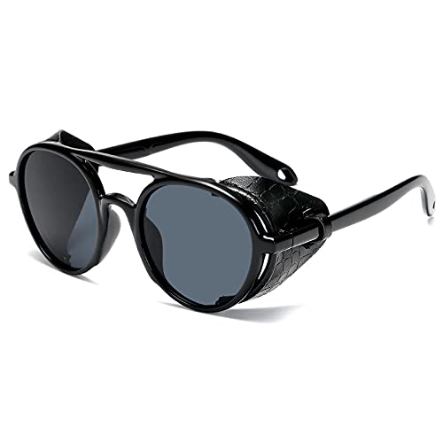ShFhhwrl Klassische Sonnenbrille Männer Frauen Leder Mit Seitenschutz Stil Runde Sonnenbrille Damen Coole Brille Uv40 ShFhhwrl Klassische Sonnenbrille Männer Frauen Leder Mit Seitenschutz Stil Runde Sonnenbrille Damen Coole Brille Uv40 von ShFhhwrl
