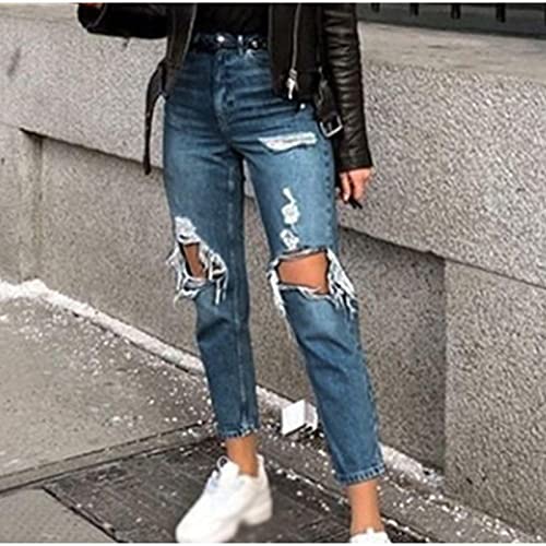 ShFhhwrl Modische Schlichte Und Gut Abgestimmte Jeans Jeans Skinny Fit Damen Female High Waist Slim Knöchel Straight Jeans Vintage Loch Ger von ShFhhwrl