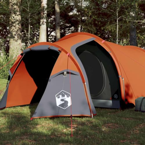 Campingzelt 3 Personen Grau & Orange 370x185x116 cm 185T TAFT, ShGaxin Caming Zelt, Camping Markise Zelt, Camping Tents, Camping-Zelt - 94392 von ShGaxin