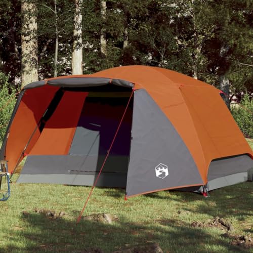 Campingzelt 4 Personen Grau & Orange 350x280x155 cm 190T TAFT, ShGaxin Caming Zelt, Camping Markise Zelt, Camping Tents, Camping-Zelt - 94417 von ShGaxin