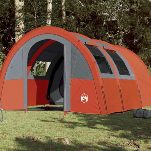 Campingzelt 4 Personen Grau & Orange 483x340x193 cm 185T TAFT, ShGaxin Caming Zelt, Camping Markise Zelt, Camping Tents, Camping-Zelt - 94402 von ShGaxin