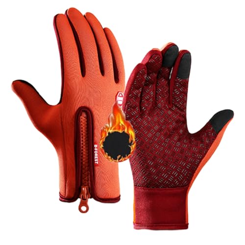 Shafaja Frostfit - Thermo Handschuhe, Warme Winddichte wasserdichte Touchscreen Handschuhe Unisex, Frostfit Thermohandschuhe Damen Herren (Orange, M) von Shafaja