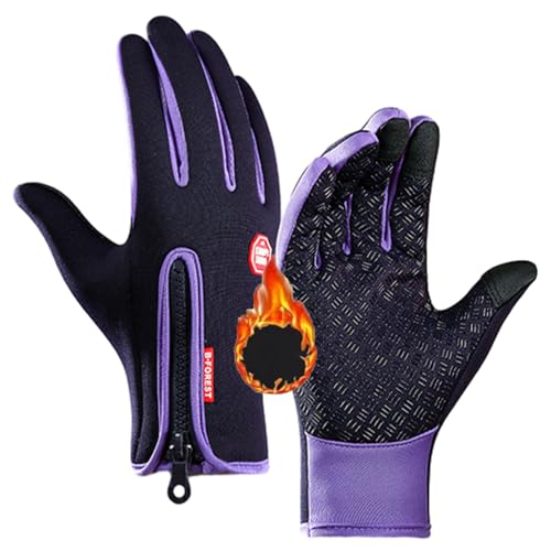 Shafaja Frostfit - Thermo Handschuhe, Warme Winddichte wasserdichte Touchscreen Handschuhe Unisex, Frostfit Thermohandschuhe Damen Herren (Purple, M) von Shafaja