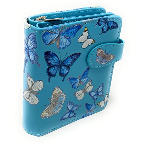 Shag Wear Butterflies Kleine Geldbörse für Damen und Teenager-Mädchen, veganes Kunstleder, 11,4 cm, Blau, Blau, Small, Modern von Shag Wear