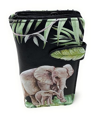 Shag Wear Elefant Dschungel Große Tiergeldbörse für Damen und Teenager-Mädchen, veganes Kunstleder, 17,8 cm, Schwarz, Schwarz, Large, Modern Shag Wear Elefant Dschungel Große Tiergeldbörse für Damen und Teenager-Mädchen, veganes Kunstleder, 17,8 cm, Schwarz, Schwarz, Large, Modern von Shag Wear