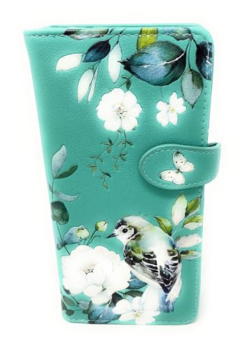 Shag Wear Garden Birds Große Geldbörse für Damen und Teenager-Mädchen, veganes Kunstleder, 17,8 cm, Aqua, Aqua, Large, Modern von Shag Wear