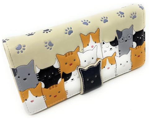 Shag Wear Kitty Cat Crowd Chic Große Tiergeldbörse für Damen und Teenager-Mädchen, veganes Kunstleder, Beige, 17,8 cm, Beige, Large, Modern Shag Wear Kitty Cat Crowd Chic Große Tiergeldbörse für Damen und Teenager-Mädchen, veganes Kunstleder, Beige, 17,8 cm, Beige, Large, Modern von Shag Wear