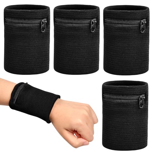 Sport Handgelenk Tasche,4 PCS Sport Handgelenk Brieftaschen Mini Wristband Handgelenktasche Armband Geldbörse mit Tasche für Männer & Frauen im Freien Wandern Reisen von FOXCUP