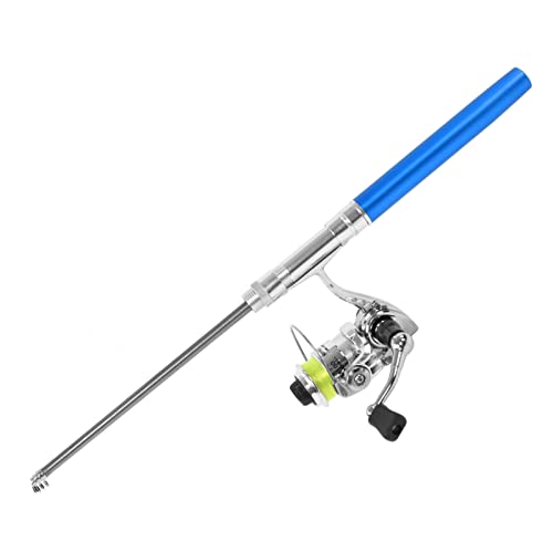 Shanrya Taschen-Angelrute mit Rollenrad, ultraleichte Mini-Stift-Angelrute und Rollen-Combos Teleskop tragbar zum Meeresangeln zum Felsangeln zum Flussangeln(Blau) von Shanrya