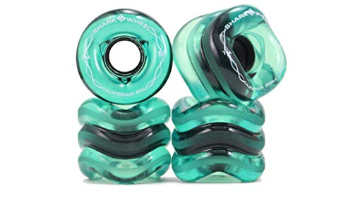 Shark Wheel 60mm 78a Skateboard Cruising Wheels California Roll Transparent Emerald Set of 4 Wheels von Shark Wheel