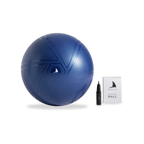 Sharksline - Pilates Ball und Pump Set Gymnastikball Balance Aerobic Yoga Fitnessball 65 cm, Blau von Sharksline