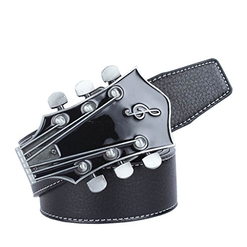 Punk Unisex PU Gürtel Manschette Gürtel Gitarre Schnalle, Schwarz, 120cm von Sharplace