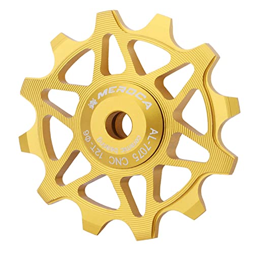 Sharplace 12T / 14T Schaltwerk-Riemenscheibe Aluminiumlegierung Jockey Wheel Schaltwerk-Riemenscheibe Fahrrad-Führungsrad-Riemenscheibe, 12T Gold von Sharplace