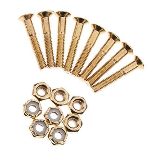 8pcs Skateboard Schrauben und Muttern Montage Set, Golden von Sharplace