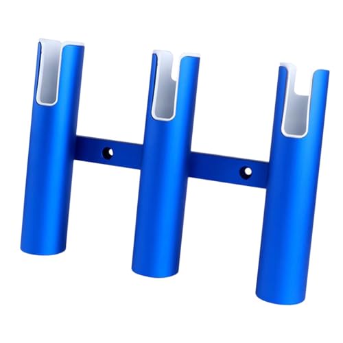 Sharplace Angelrutenhalter mit 3 Röhren, Spinnrutenhalter, tragbare, platzsparende Halterung aus Aluminium für 3 Ruten, Angelhalter zur Deckmontage , Blau von Sharplace