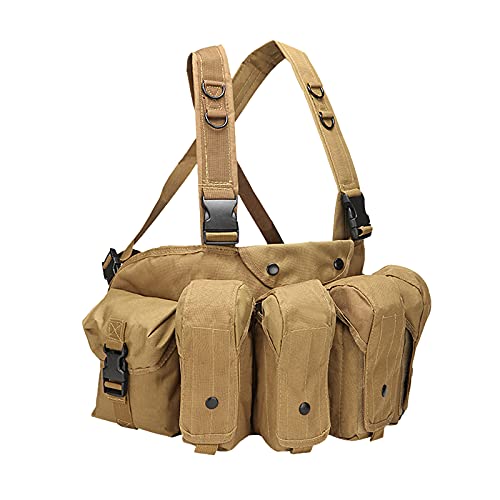 Sharplace Chest Rig Verstellbare Brusttasche Umhängetasche, Streetwear Funktionswestentasche, Braun von Sharplace