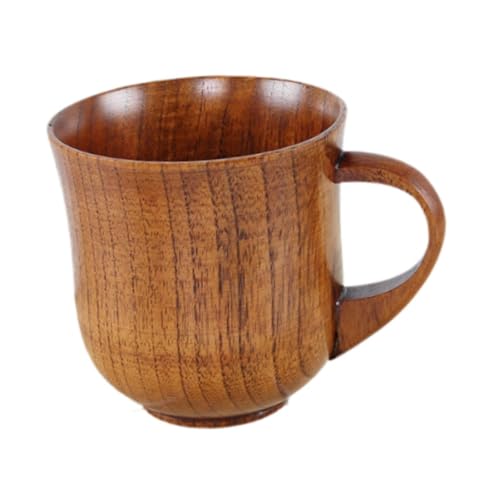 Sharplace Holztasse, traditionelles Trinkgeschirr, mit Griff, poliert, kleine, einfache Milch, handgefertigt, tragbar, Retro, japanische Sake-Tasse, von Sharplace