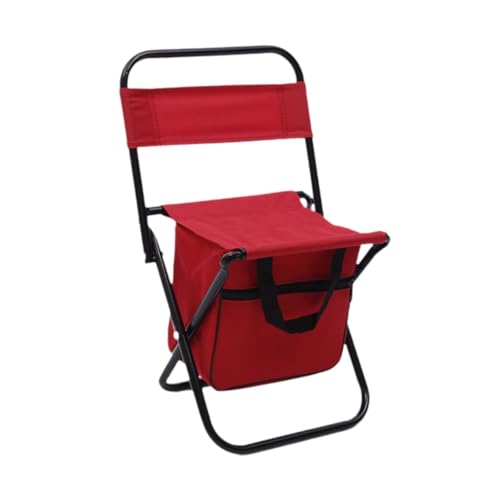 Sharplace Klappbarer Campingstuhl, Kühltasche, Outdoor-Rückenlehnenhocker, Faltbarer tragbarer Angelstuhl, Klapphocker für Reisen, Terrasse, Wandern, Rot von Sharplace