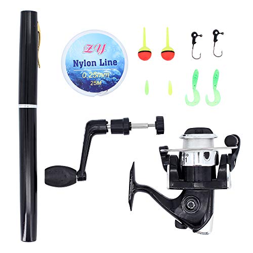 ShawFly Stiftform Angelrute Rolle Combo Set Mini Teleskop Tragbarer Taschenstift Angelrute Pole 25m Angelschnur Angelköder Kit & Zubehör ShawFly Stiftform Angelrute Rolle Combo Set Mini Teleskop Tragbarer Taschenstift Angelrute Pole 25m Angelschnur Angelköder Kit & Zubehör von ShawFly