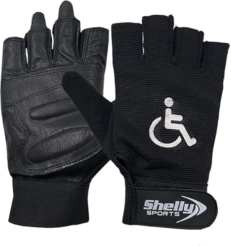 Shelly Rollstuhlhandschuhe, echtes Leder, Handflächenhandschuhe, Mobilität, gepolsterte Handschuhe, atmungsaktiv, fingerlose Fahrradhandschuhe mit rutschfestem Griff, leichte Fahrradhandschuhe Shelly Rollstuhlhandschuhe, echtes Leder, Handflächenhandschuhe, Mobilität, gepolsterte Handschuhe, atmungsaktiv, fingerlose Fahrradhandschuhe mit rutschfestem Griff, leichte Fahrradhandschuhe von Shelly Sports