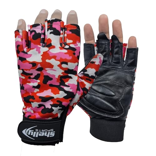 Shelly Rollstuhlhandschuhe, echtes Leder, Handflächenhandschuhe, gepolsterte Handschuhe, atmungsaktiv, fingerlose Fahrradhandschuhe mit rutschfestem Griff, leichte Fahrradhandschuhe (Camouflage-Pink, Shelly Rollstuhlhandschuhe, echtes Leder, Handflächenhandschuhe, gepolsterte Handschuhe, atmungsaktiv, fingerlose Fahrradhandschuhe mit rutschfestem Griff, leichte Fahrradhandschuhe (Camouflage-Pink, von Shelly Sports