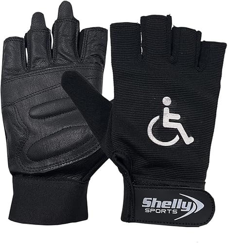 Shelly Rollstuhl-Handschuhe, echtes Leder, Handflächen-Handschuhe, Mobilität, gepolsterte Handschuhe, atmungsaktiv, Fingerlose Fahrradhandschuhe mit rutschfestem Griff, leicht, Shelly Rollstuhl-Handschuhe, echtes Leder, Handflächen-Handschuhe, Mobilität, gepolsterte Handschuhe, atmungsaktiv, Fingerlose Fahrradhandschuhe mit rutschfestem Griff, leicht, von Shelly Sports