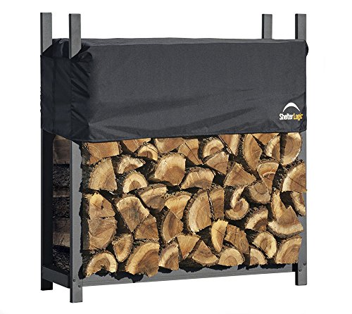 ShelterLogic Kaminholzregal inkl. Abdeckung | Schwarz | 36x120x119 cm von ShelterLogic