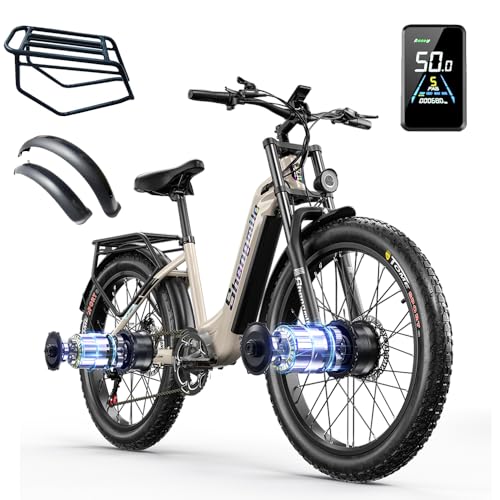 Shengmilo-S700 26×3,0-Zoll-Elektrofahrrad, E-Bike mit zwei Motoren, maximale Reichweite 70 km, abnehmbarer 17,5Ah-Akku von SAMSUNG, hydraulische Bremsen, Doppelschulter-Vorderradgabel, LCD-Farbdisplay von Shengmilo