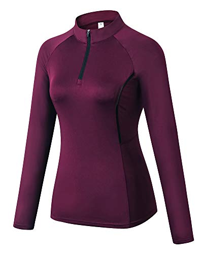 Shengwan Laufshirt Damen Langarm Training Sportshirt Schnell Trocknend Yoga Workout Gym T-Shirt Weinrot S Shengwan Laufshirt Damen Langarm Training Sportshirt Schnell Trocknend Yoga Workout Gym T-Shirt Weinrot S von Shengwan