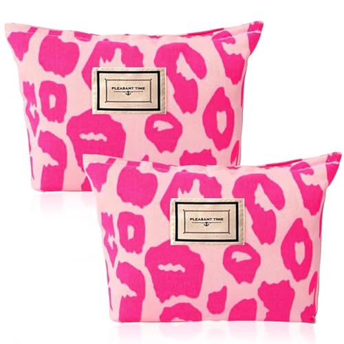 Shengxi Kosmetiktasche mit Rosa Leopardenmuster Großes Fassungsvermögen Damen Handtaschen Canvas Make Up Taschen Reißverschluss Kulturbeutel Organizer Für Frauen Girls Damen 2 Stücke Shengxi Kosmetiktasche mit Rosa Leopardenmuster Großes Fassungsvermögen Damen Handtaschen Canvas Make Up Taschen Reißverschluss Kulturbeutel Organizer Für Frauen Girls Damen 2 Stücke von Shengxi