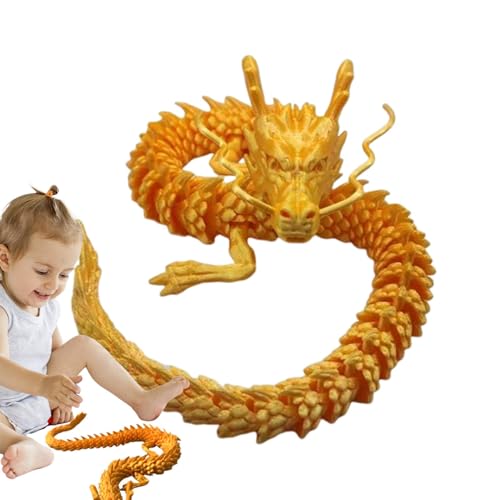 3D-beweglicher Drache, Flexibler Drache 3D-gedruckt, Bewegliches goldenes bewegliches Drachenspielzeug, Bewegliches bewegliches Spielzeug aus dem Jahr des Drachen für, Mädchen, von Shenrongtong