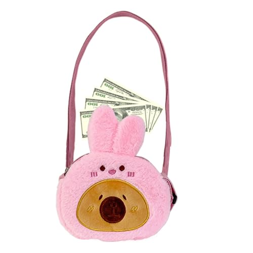 Capybara Stofftiertasche, Capybara Plüsch Geldbörse | Cartoon Capybara Stofftier Geldbörse - 15 cm/5,9 Zoll verstellbare Plüschtasche, Geldbörse in Tierform für Frauen und Mädchen von Shenrongtong