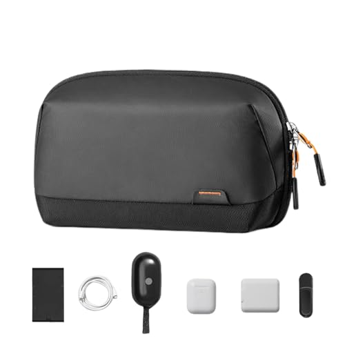 Elektronik-Reise-Organizer – 180° Öffnung für Elektroniktasche, Tech-Organizer, Reiseetui, tragbare Batterie-Aufbewahrungstasche für den täglichen Bedarf, Kopfhörer, Kosmetik, Schwarz , von Shenrongtong