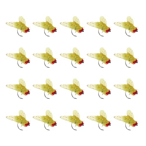 Fliegenfischköder, 20 Stück Fliegenfischhaken, Trockenfliegenfischköder, realistische Angelausrüstung, weicher Köder, Fischlockstoff für Barsch, Forelle, Lachs von Shenrongtong