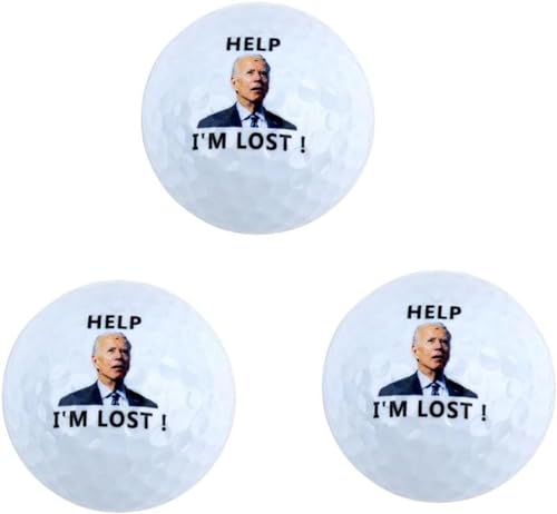 Shenrongtong 3 Stück Biden Golfbälle, neuartige Golfbälle für Männer, lustiger personalisierter Trainingsgolfball, Help I'm Lost, cooles Golfzubehör von Shenrongtong