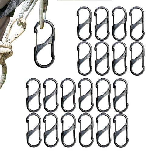 Metall-Schlüsselanhänger S-Haken – Feder-Karabiner-Schlüsselanhänger | S-förmiges Design mit doppelter Öffnung, kleiner Karabinerhaken für Bergsteigen, Wandern, Camping, Outdoor-Sport von Shenrongtong
