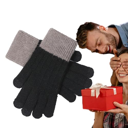 Shenrongtong Winter-Touchscreen-Handschuhe,Winter-Touchscreen-Handschuhe, Winddichte Strickhandschuhe mit rutschfesten Fingern, Gestrickte Fahrradhandschuhe, rutschfeste Fäustlinge zum Fahren, von Shenrongtong