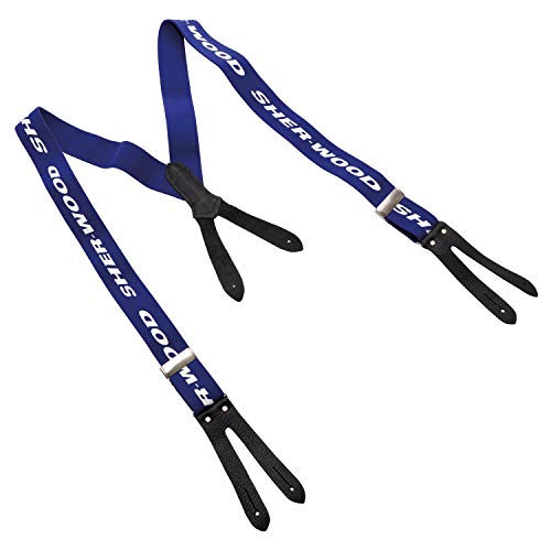SHER-WOOD - Junior Pro Hosenträger mit Lederlaschen I Hosenträger für Eishockeyhosen I Skihosen I ideal zum Skifahren & Schlittschuhfahren I Kinder Hosenträger für Schneehosen - Blau / Leder SHER-WOOD - Junior Pro Hosenträger mit Lederlaschen I Hosenträger für Eishockeyhosen I Skihosen I ideal zum Skifahren & Schlittschuhfahren I Kinder Hosenträger für Schneehosen - Blau / Leder von Sherwood