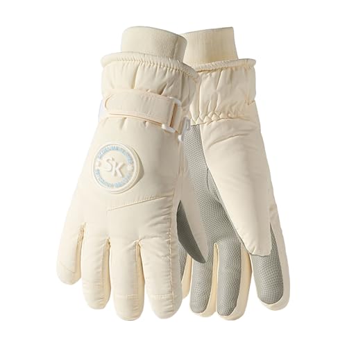 Shienfir Anti-Rutsch-Handschuhe, Winter-Ski-Handschuhe, Winddichte Thermo-Handschuhe, kaltes Wetter, Outdoor-Sport, warme Handschuhe mit Touchscreen für Männer und Frauen Beige von Shienfir