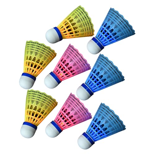 Shienfir Langlebiger Badminton-Shuttle, Nachtspiel-Federball, 3/4/8 Stück, LED-Federbälle, langlebig, sichtbares Nylon, Leuchtend mit winddichter Beleuchtung 8pcs von Shienfir