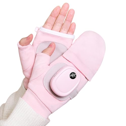 Shienfir Winter-Heizhandschuhe, beheizt, 1 Paar, LCD-Display, elektrisch verstellbar, 3 Temps, wiederaufladbar, Thermisch, für kaltes Wetter, Männer und Frauen, Radfahren Rosa von Shienfir