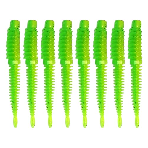 Shienfir Wurmförmiges Köder-Set, elastischer Angelköder, 8 Stück, 8 cm/2 g, weiches Wurm-Set, Topwater Reverse Thread Bionic Artificial für Salzwasser-Süßwasserbarsche H von Shienfir