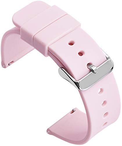 Shieranlee Silicone 16MM Silikon Uhrenarmband mit Edelstahl Silberne Schnalle für Fossil Q Accomplice,Carlie, Harper, Neely; Moto 360 2nd Gen Women's 42mm,Huawei B5 von Shieranlee