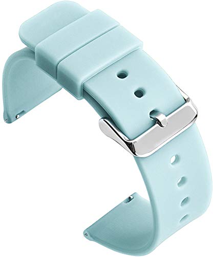 Shieranlee Silicone 16MM Silikon Uhrenarmband mit Edelstahl Silberne Schnalle für Fossil Q Accomplice,Carlie, Harper, Neely; Moto 360 2nd Gen Women's 42mm,Huawei B5 von Shieranlee