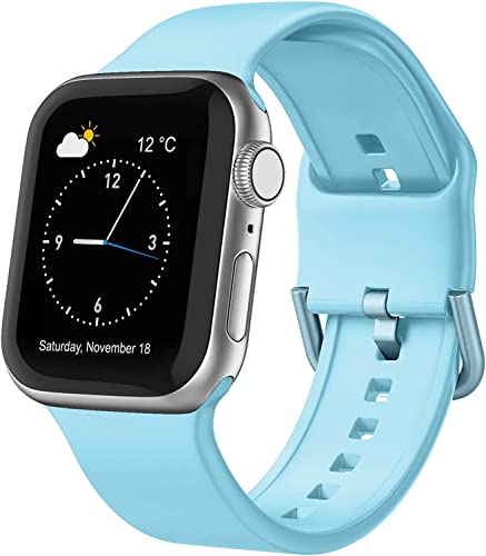 Shieranlee Silikon Armbänder Kompatibel mit Apple Watch Armband 38mm 40mm 41mm 42mm 44mm 45mm 49mm, mit Druckverschluss Weiches Sport Band Damen Herren für iWatch Ultra SE Series 9 8 7 6 5 4 3 2 1 von Shieranlee