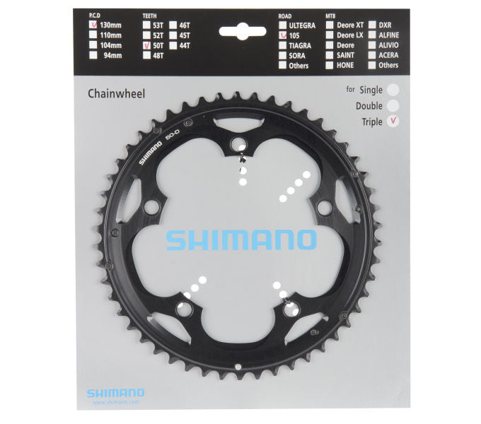 SHIMANO Kettenblatt 105 FC-5703 50 Zähne Schwarz von Shimano