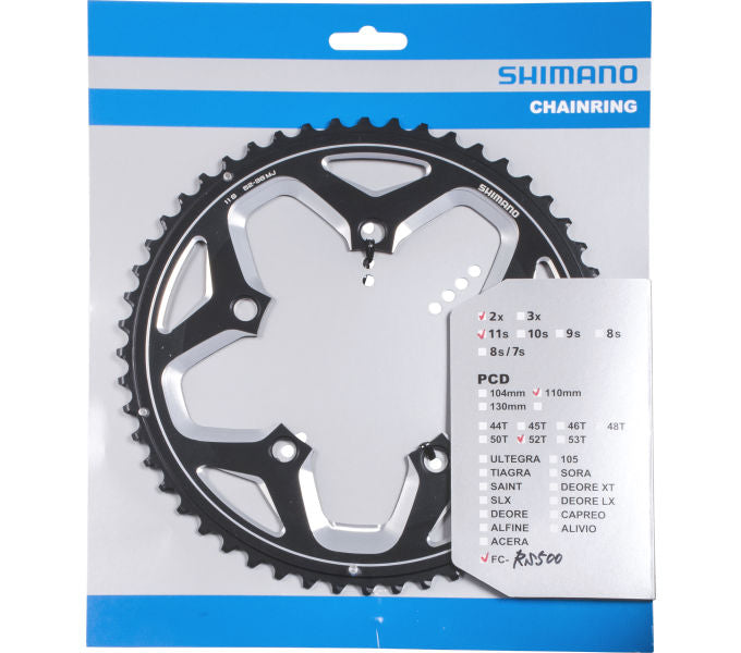 SHIMANO Kettenblatt FC-RS500 52 Zähne Schwarz von Shimano