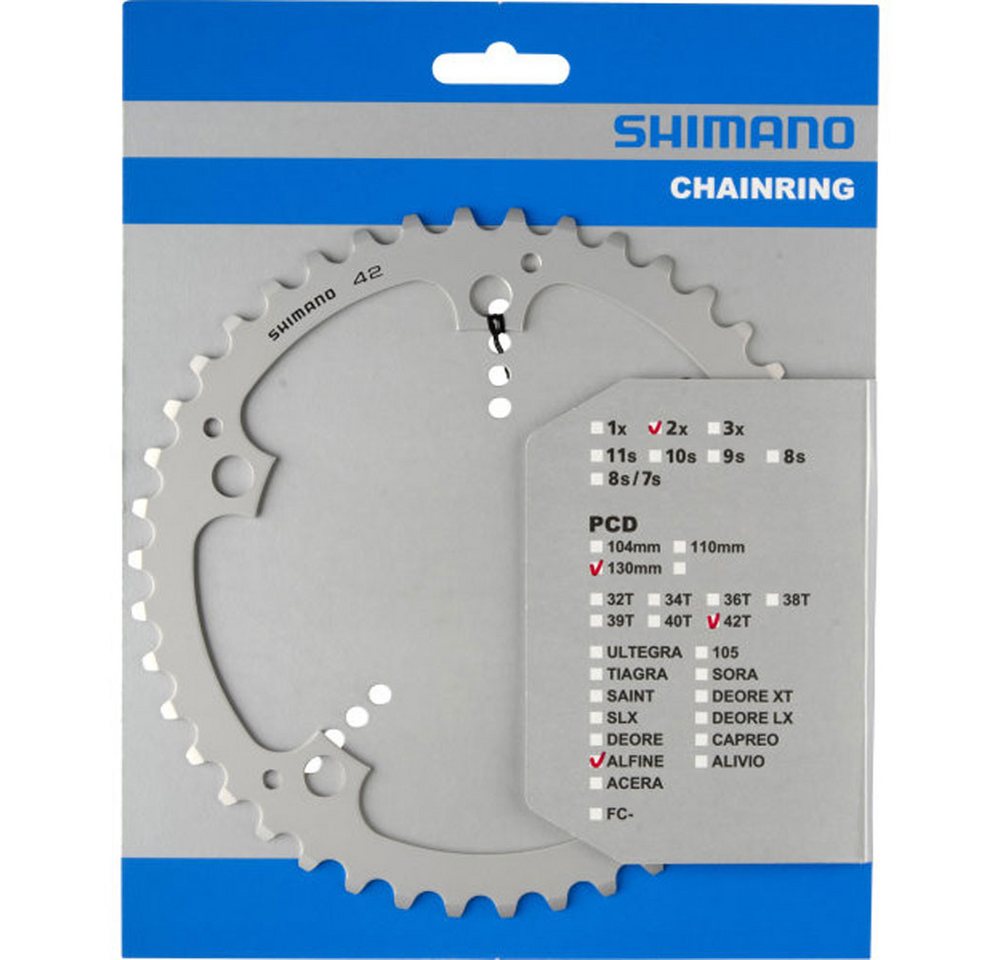 Shimano Fahrradkette SHIMANO Kettenblätter ALFINE FC-S501 42 Zähne 130mm Aluminium silber F von Shimano