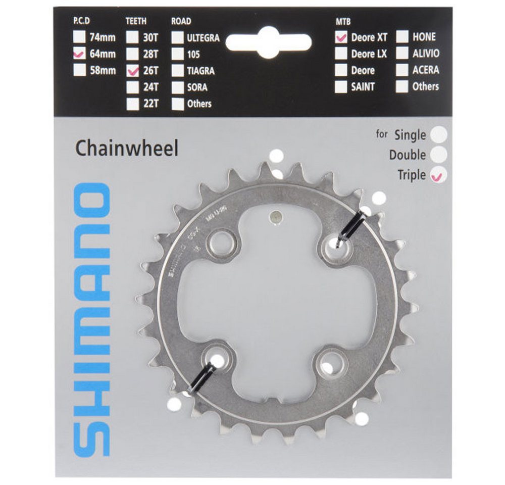 Shimano Fahrradkette SHIMANO Kettenblätter DEORE XT FC-M780 26 Zähne 64mm Aluminium silber Shimano Fahrradkette SHIMANO Kettenblätter DEORE XT FC-M780 26 Zähne 64mm Aluminium silber von Shimano